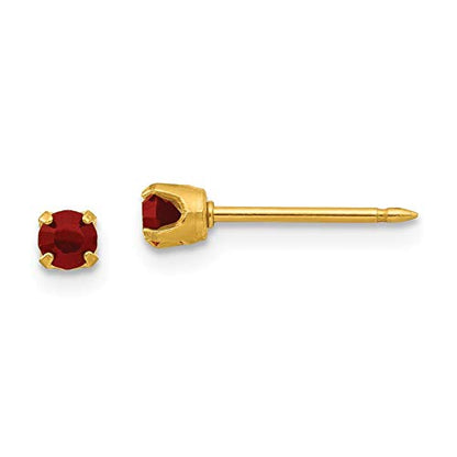Inverness 24k Plated January Red Crystal Month Stone Earrings in Luxurious