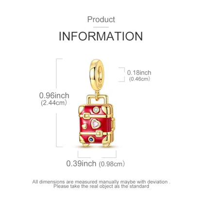 14K Gold Plated Charms for Bracelets Necklace Star Moon Cross Beads Woman | 925 Sterling Silver Charms Butterfly Cute Cat Dog Evil Eye Lucky Bracelet Beads Aesthetic Peandant Jewelry Gift for Mom - color: gold travel bag