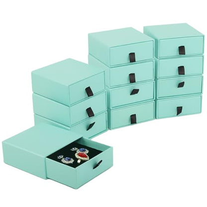 Nsmykhg Jewelry Gift Box Velvet-Lined,12 Pack Compact Drawer Style for Earrings & Rings, Necklace & Bracelet Organizer, 3.93x3.93x1.65 Inches, Stackable Elegant Jewelry Display & Storage Box (Blue) - color: Blue