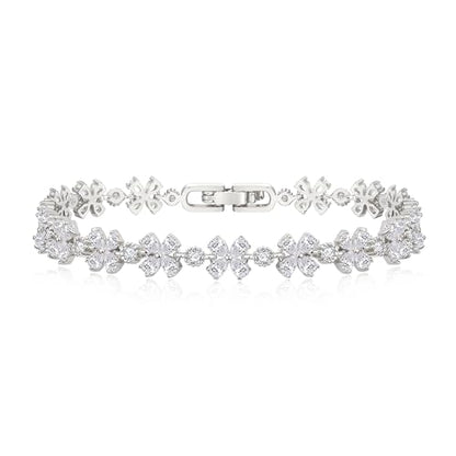 Crysdue Marquise Teardrop Cubic Zirconia Wedding Bridal & Prom Tennis Bracelets for Brides Bridesmaids, Silver/Gold/Rose Gold Plated Bracelet Gifts for Women - style: D_Silver 7.3"