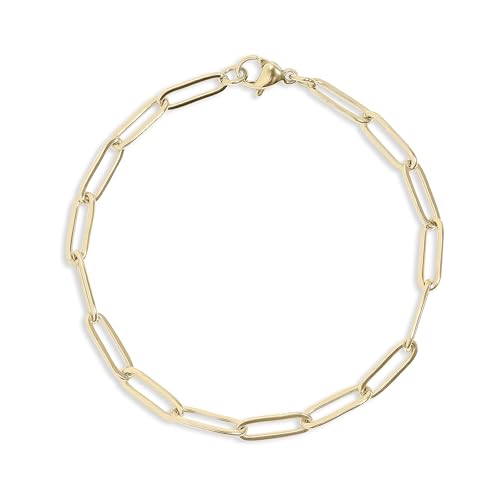 DESTIN Jewelry 18K Gold Plated Paperclip Chain Necklace, 2.5-6.5mm | Waterproof, hypoallergenic and tarnish-resistant adjustable stainless steel layering chain for women. - color: 18K Yellow Gold Plated Stainless Steel, size: 7", style: 2.5 MM