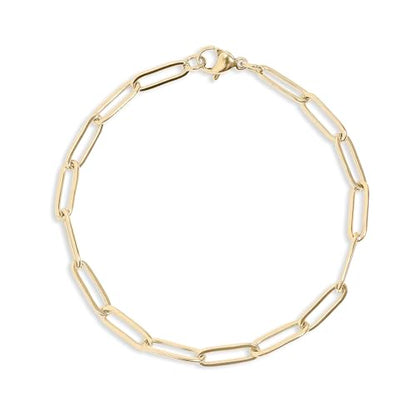 DESTIN Jewelry 18K Gold Plated Paperclip Chain Necklace, 2.5-6.5mm | Waterproof, hypoallergenic and tarnish-resistant adjustable stainless steel layering chain for women. - color: 18K Yellow Gold Plated Stainless Steel, size: 7", style: 2.5 MM