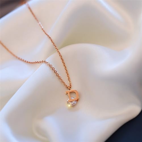 925 Sterling Silver Necklace for Women Trendy, Charming Layered Necklace with Cubic Zirconia Pendant for Her Womens Dainty Diamond Choker Necklaces Holiday Jewelry Gifts for Mom Wife Daughter Lover - color: Initial D Necklace-Gold05