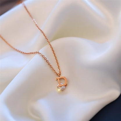 925 Sterling Silver Necklace for Women Trendy, Charming Layered Necklace with Cubic Zirconia Pendant for Her Womens Dainty Diamond Choker Necklaces Holiday Jewelry Gifts for Mom Wife Daughter Lover - color: Initial D Necklace-Gold05