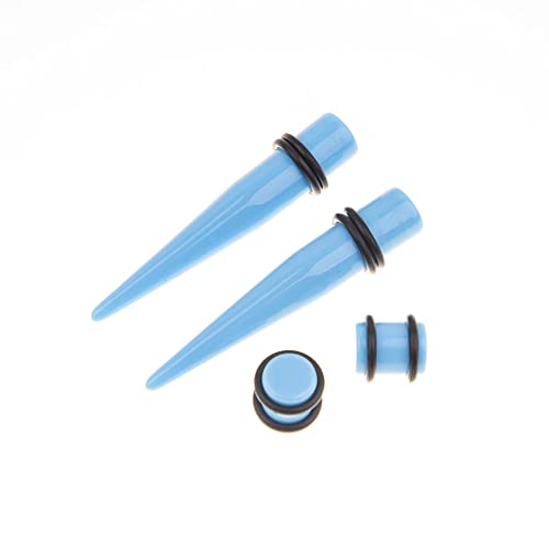 Ear Gauges Stretching Kit 14G-00G Acrylic Sprial Tapers Plugs Expander Sets Heart Tunnels Piering Jewelry Horeseshoes Taper For Ears - style: 84 Blue