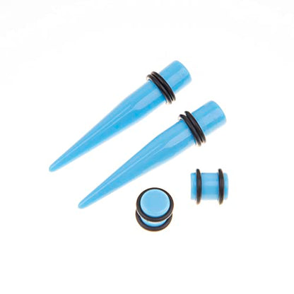 Ear Gauges Stretching Kit 14G-00G Acrylic Sprial Tapers Plugs Expander Sets Heart Tunnels Piering Jewelry Horeseshoes Taper For Ears - style: 84 Blue