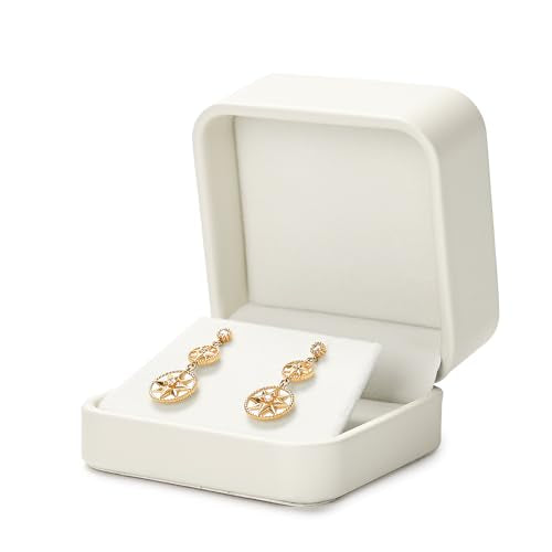 Oirlv Luxury Leather Earring Case Jewelry Box for Earrings Premium Jewelry Gift Box (Creamy-White) - color: Creamy-white, size: Earring Box