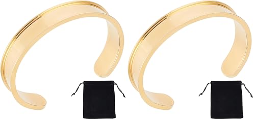 UNICRAFTALE 1pc Cuff Bracelet Blank Grooved Bangles Adjustable Empty Open Bangles for Inlay 50-60mm for Jewelry Making Supplies DIY Gemstone Inlay Crafts Stainless Steel Hair Tie Bracelet - size: 50-60mm (Pack of 2)