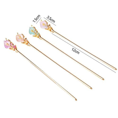 Gold Vintage Hair Sticks with Rhinestone, Metal Hair Fork Hair Chopsticks, 1 Hair Accessory Package