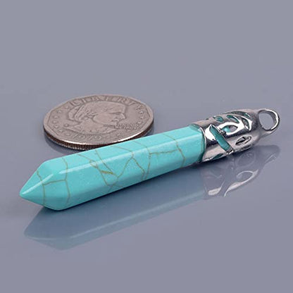 Justinstones Hexagonal Pointed Reiki Chakra Pendant Stainless Steel Chain Necklace 20 Inch Iron Gift Box - color: Howlite Turquoise