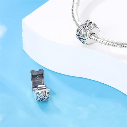 Pandach 925 sterling silver Clip Spacer Charm for Bracelet Clip Lock Stopper Bead Spacer European Openable Beads 2Pcs - style: 2-PAC623