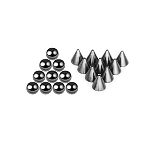 COLORFUL BLING Fake Eyebrow Nose Lip Ring Labret Studs Stainless Steel Replacement Balls Spike with 20pcs Sticker Non-Piercing Body Jewelry Fake Skin Sticker Piercing - color: 3mm black