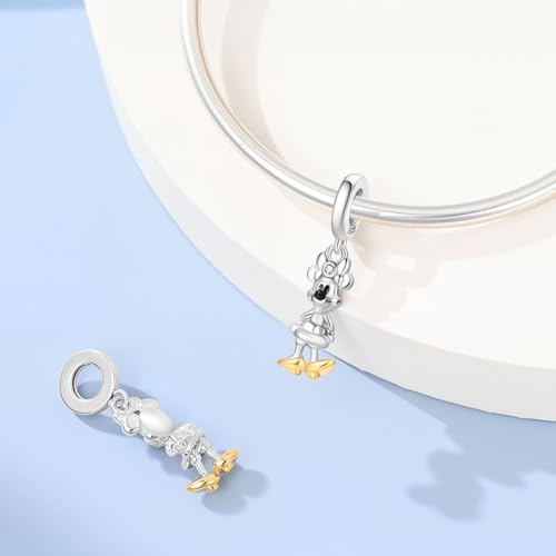LIGHTDOG 925 Sterling Silve Charms fits Pandora Bracelets Necklace,5A Zircon Dangle Pendant Bead,Mother's Day Gift Jewelry Beads for Women - style: 100th Anniversary Mouse