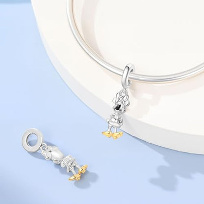 LIGHTDOG 925 Sterling Silve Charms fits Pandora Bracelets Necklace,5A Zircon Dangle Pendant Bead,Mother's Day Gift Jewelry Beads for Women - style: 100th Anniversary Mouse