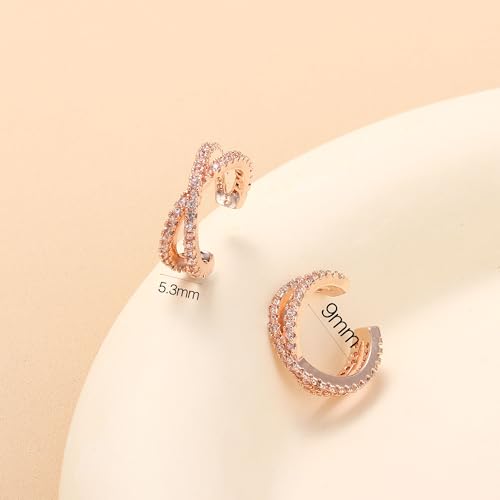 1Pair Ear Cuffs for Women cz Non Earrings Adjustable Ear Cuff Earrings Clip On cz Cartilage Helix Ear Jewelry