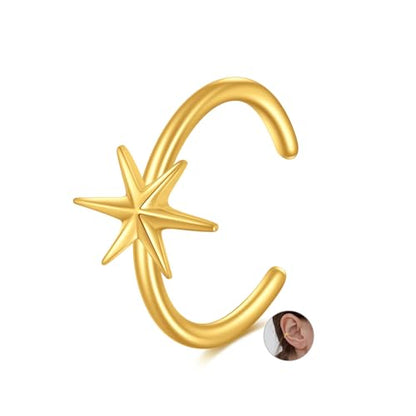 KECHO 14K Gold Ear Cuff Earrings Hypoallergenic Non Piercing Cartilage Earring Jewelry Gifts for Women - style: Star