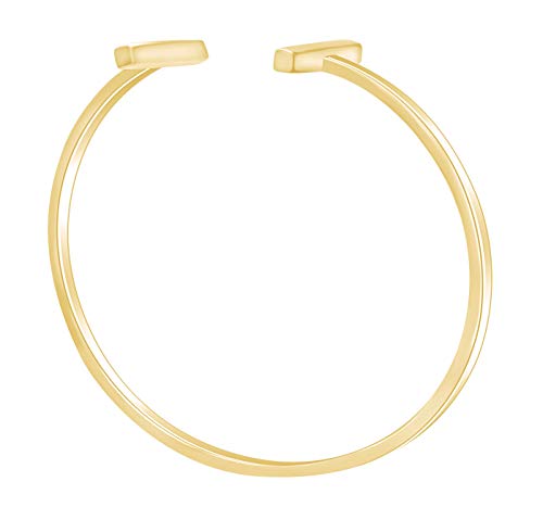 14k Gold Plated 925 Sterling Silver Plain Cuff Adjustable Bracelet For Women Valentine's Day Gift For Her