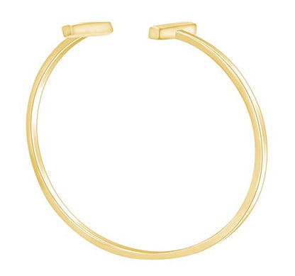 14k Gold Plated 925 Sterling Silver Plain Cuff Adjustable Bracelet For Women Valentine's Day Gift For Her