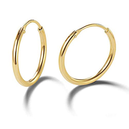 EPIRORA Silver Hoop Earrings- Cartilage Endless Small Hoop Earrings Set for Women Men, 3 Pairs of Hypoallergenic 925 Sterling Silver Tragus Earrings Nose Lip Rings - color: 3 Pairs(10mm*3)-Gold