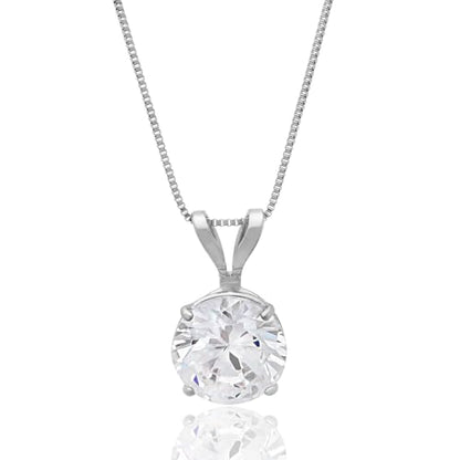 MAX + STONE 14k Gold 8mm Round Solitaire Cubic Zirconia Pendant Necklace for Women with 18 Inch Box Chain - size: 6.5 MM