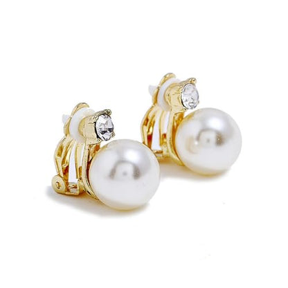Pearl Clip on Earrings for Women Freshwater Baroque Pearl Dangle Drop Earrings Non Pierced 14K Gold Plated Oval Earrings White Imitation Pearl Earrings Fashion Wedding Minimalist Jewelry