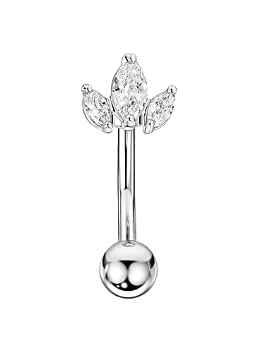 Belly Button Ring Dangle, Cross Belly Button Ring, Navel Piercing | 316L Surgical Steel, AAA+ Cubic Zirconia, Nickel-Free, Hypoallergenic, Multi-Style, 14 Gauge 10 mm Screw On Piercing Stud - style: Three Eye Shape Zircons