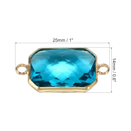 PATIKIL Birthstone Connector Link, Diamond Clear Charm Links, Glass Jewelry Findings Crystal Bead Link for Drop Dangle Pendants Necklace Bracelet Earring - color: Light Blue