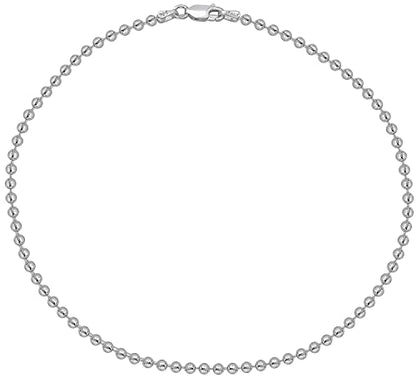 Savlano 925 Sterling Silver Solid Italian Figaro, Rope,Herringbone, Curb, Ball Bead, Snake, Mariner Chain Anklet for Women, Comes in 0.8mm - 5mm With Gift Box - style: Ball Bead 1.5mm
