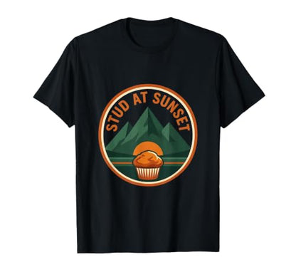 Stud At Sunset Aging Humor Design T-Shirt - color: Black, size: 3X-Large