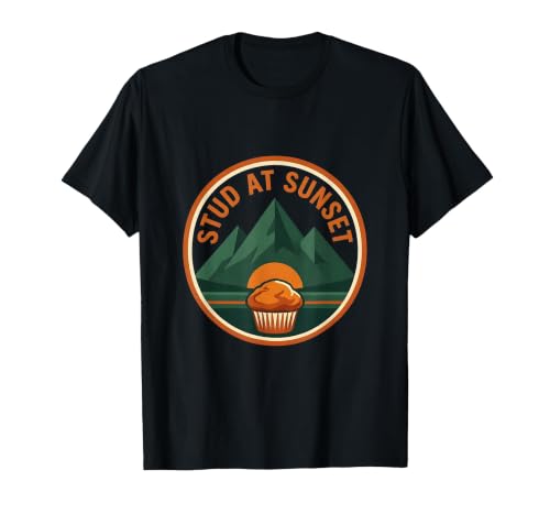 Stud At Sunset Aging Humor Design T-Shirt - color: Black, size: Small