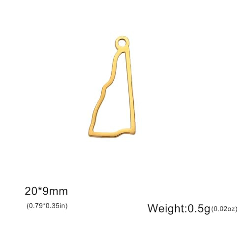 kkjoy 5Pcs Hollow Continents Maps of USA Pendant Charms for Jewelry Making and Crafting, Stainless Steel Mini Charm Craft Supplies Accessories for DIY Bracelet Necklace Earrings - color: Hollow New Hampshire Map - Gold