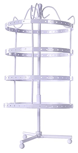 Sooyee Jewelry Holder,360 Rotating Earring Holder Organizer Jewelry Stand,4 Tiers 144 Holes Earring Display Stands for Selling,Metal Jewelry display,White - color: Metal White