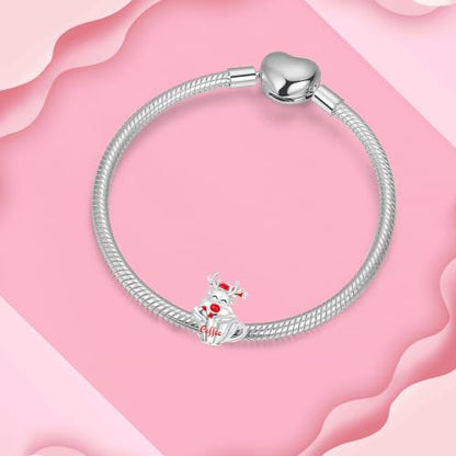 925 Sterling Silver Charms fits Bracelets and Necklace Pendant Bead Charms Jewelry Gift for Women Family Friends - style: Christmas Deer Charm