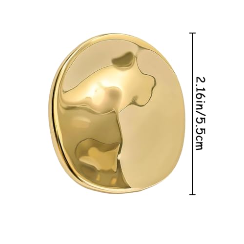 4 PCS Irregular Round Brooch Pins Vintage Metal Geometric Pin for Women | Round Disc Lapel Pin Minimaliast Geometric Waterdrop Shape Durable Incredibly Vversatile for Coat Scarves Shaw