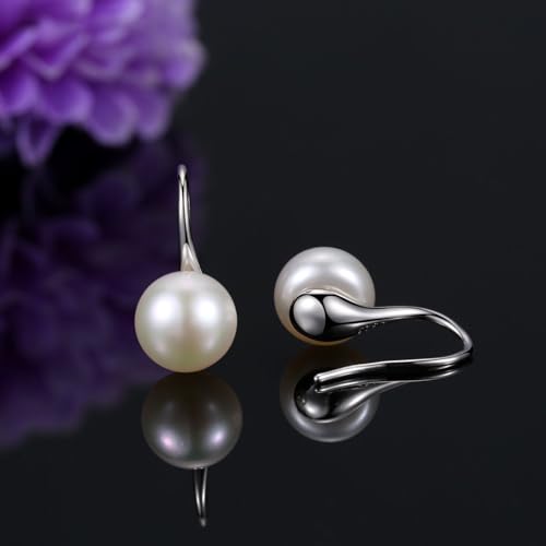925 Sterling Silver Freshwater Cultured Handpicked AAA+ Quality Pearl Drop Earring for Women - color: Short,White Pearl(0.31-0.33 inches)