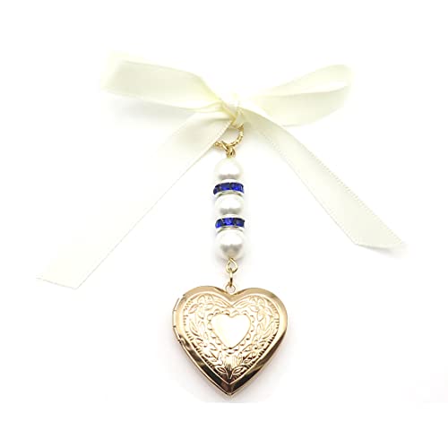 IDLAN Locket for Bouquet - Memorial Wedding Gift Bride Pendant Keepsake Something Blue - style: Heart Locket