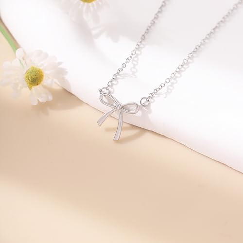 RZKING Silvery Necklace for Women, Gifts for Friend Mom Daughter Teacher - style: Bow