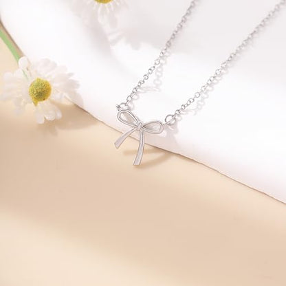 RZKING Silvery Necklace for Women, Gifts for Friend Mom Daughter Teacher - style: Bow