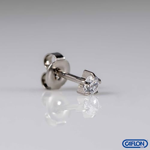 Caflon 16G CZ Sterile Piercing Studs, Hypoallergenic, 3/4/5mm, 12 Pack | FDA & EC compliant piercing studs. Nickel-safe, sterile-packaged, secure butterfly backs, tarnish-resistant finish. - size: 5mm, style: Stainless Steel
