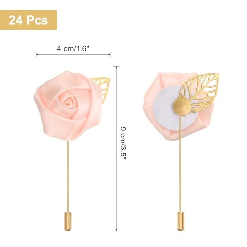 uxcell 24pcs Champagne Pink Rose Boutonnieres Flower Pins for Wedding | Buttonholes Pocket Boutonnieres for Wedding Ceremony Anniversary Prom Formal Dinner Party - color: Champagne Pink