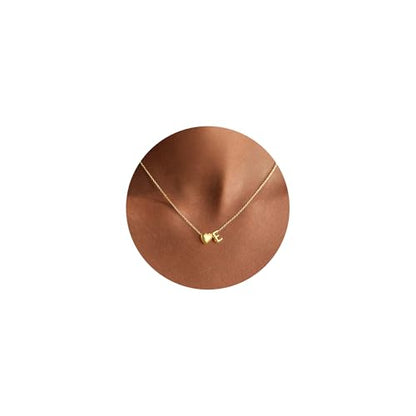 M MOOHAM Heart Initial Necklaces for Women Girls Gifts Letter A-Z Necklace | 14K Gold-Plated, Heart Letter Necklace for Kids Jewelry, Teen Girl Gifts, Initial Necklace, Birthday Gifts for Women Girls - color: E