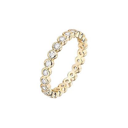 PAVOI 14K Gold Plated Rings with Cubic Zirconia - 2.8mm Stackable for Women - Gold Love Ring - color: Yellow Gold