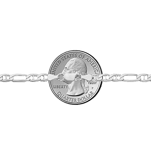 Savlano 925 Sterling Silver Italian Solid Figarucci Figaro Mariner Flat Link Chain Necklace For Men & Women - Made in Italy Comes Gift Box - size: 28 Inch, style: 3MM