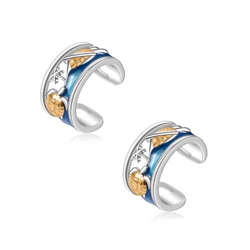 CHIC & ARTSY 925 Sterling Silver Ear Cuff Earrings Hypoallergenic Whales, Turtle No Piercing Ear Cuffs Earrings Adjustable Clip-on Earrings for Women - style: # Earcuff 2