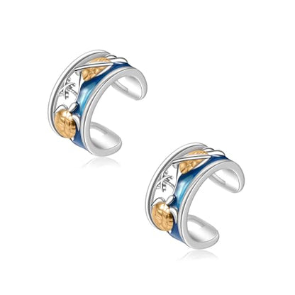 CHIC & ARTSY 925 Sterling Silver Ear Cuff Earrings Hypoallergenic Whales, Turtle No Piercing Ear Cuffs Earrings Adjustable Clip-on Earrings for Women - style: # Earcuff 2