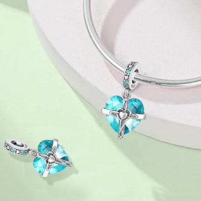 Birthstone Charm, 925 Sterling Silve Heart Dangle Charms for Pandora Bracelets, Ladies Birthday Gift - style: L-December