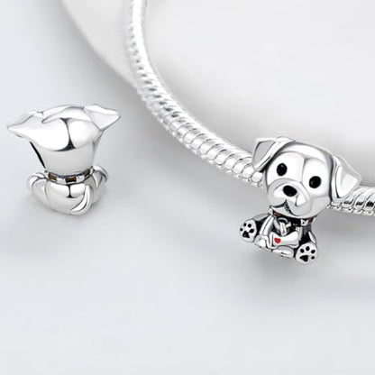 LNQOBU 925 Sterling Silver Charms for Bracelets Necklaces,5A Cubic Zirconias Evil Eye Dangle Beads Charms Jewelry Gift for Women (With one Spacer Beads Charms) - style: Cute Dog