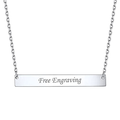 ChicSilver Customizable Vertical Bar Pendant Necklace 925 Sterling Silver Y Necklace Simple Fashion Jewelry Gifts for Women - style: E. 5mm Horizontal Bar-Silver Engraving