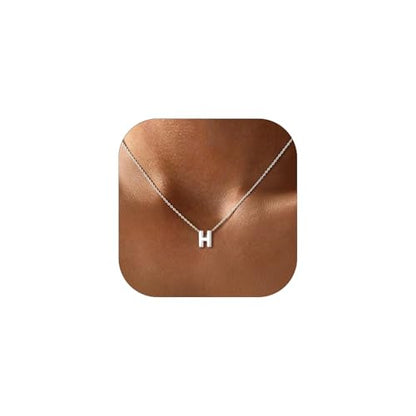 ChicSilver 925 Sterling Silver Initial Necklace for Women Dainty Letter Jewelry Personalized Gift - style: 08.H