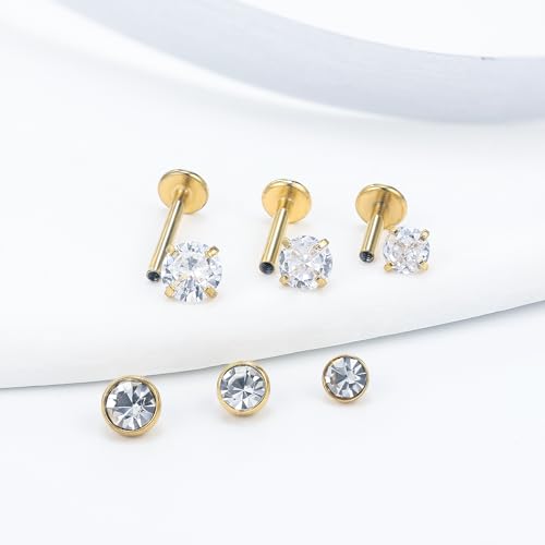 16G Lip Rings Stainless Steel Tragus Helix Conch Piercing Jewelry Snake Bite Piercing Monroe Lip Rings Labret Medusa Cartilage Lobe Earrings Piercing Jewelry CZ 2MM 2.5MM 3MM 3.5MM 4MM 4.5MM - color: 6MM 8MM 10MM Bar-Gold,2mm/2.5mm/3mm/3.5mm/4mm/4.5mm